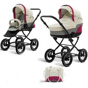 Коляска детская 2 в 1 - Polaris Classic, молочный/розовый (Noordi, 382655/CL)