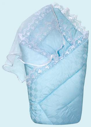 Конверт-одеяло на выписку сатин жакард, голубой 