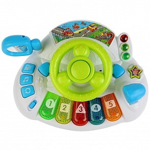 Обучающий руль-пианино, стихи М. Дружининой, учим цифры/формы/цвета, 12 песен (Умка, 843Q-R)