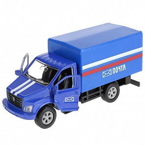 Машина металлическая ГАЗ Газон Next Почта, 14,5 см., открываются двери, инерционная (Технопарк, SB-18-17-POST-WB)