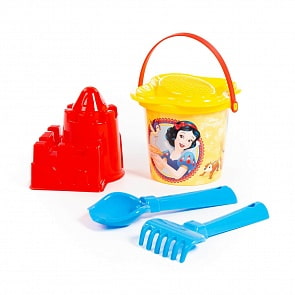 Набор Disney - Принцесса №3: ведро малое с наклейкой, ситечко-цветок, совок №2, грабельки №2, формочка (Полесье, 66336)