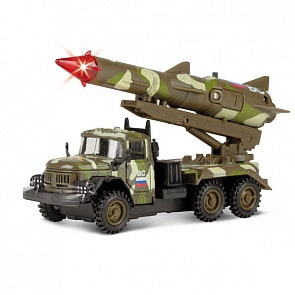 Машина металлическая инерционная ЗИЛ 131 с ракетой - Вооруженные силы, со световыми и звуковыми эффектами (Технопарк, CT10-001-R-3sim) 