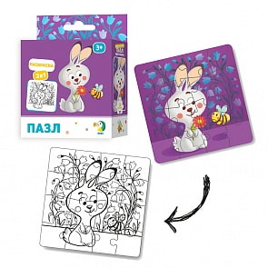 Пазл-раскраска 2-в-1 Зайчонок (Dodo, R300121)