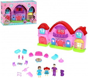 Кукольный домик с аксессуарами, 20 предметов, свет и звук (Наша Игрушка, 5588)