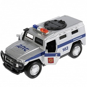 Машина металлическая Бронемашина Полиция, 12 см., свет и звук, открываются двери, инерционная (Технопарк, FY6178-P-SL)
