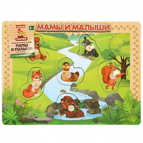 Игрушка деревянная вкладыши Мама и малыши, 30 х 23 см (Буратино, SP0106)