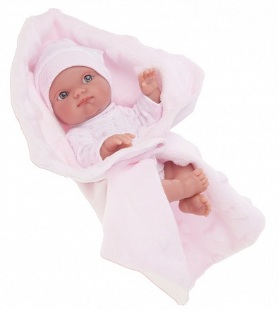 Кукла-младенец - Берта на розовом одеяле, 21 см 