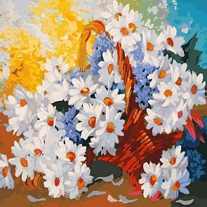 Раскраски по номерам - Картина «Корзинка с ромашками», 40 х 50 см. (Белоснежка, 088-AB)