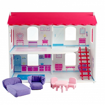 Кукольный дом - Виктория с интерьером и мебелью и 5 предметов 