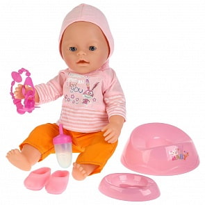 Интерактивный пупс, пьет и писает, закрывает глаза, с аксессуарами, 43 см (B1735084)
