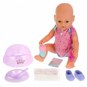 Интерактивный пупс, пьет и писает, закрывает глазки, с аксессуарами, 43 см (B1735083)