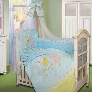 Комплект в кроватку – Little Friend, 7 предметов, голубой (Золотой Гусь, 1262-z)