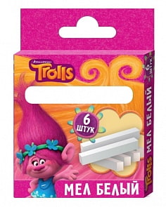 Мел белый - Тролли, 6 штук (Centrum, 87620)