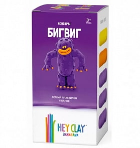 Легкий пластилин для лепки Залипаки - Бигвиг, 5 банок (Hey Clay)