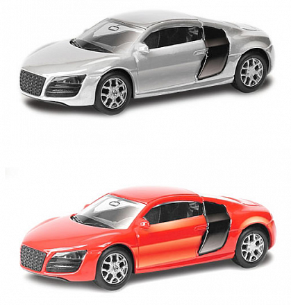 Машина металлическая Audi R8 V10, 1:64, 2 цвета – серебристый или красный 