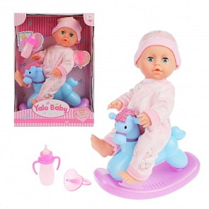 Пупс на лошадке 25 см, пьет, писает, в комплекте 4 предмета (Наша Игрушка, YL1737K)