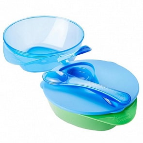 Набор глубоких тарелочек с крышкой и ложкой, 2 шт., голубой (Tommee Tippee, 44671841-2st)