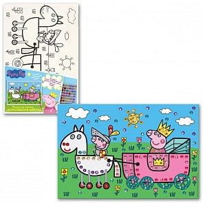 Рисуем по холсту Peppa - Королевская карета, со стразами, 20 х 30 (Росмэн, 31267ros)