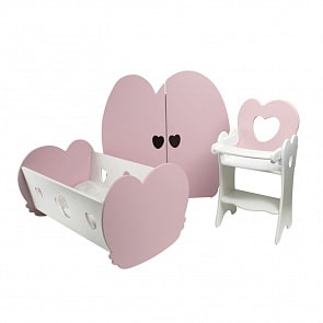 Набор кукольной мебели 3 предмета, нежно-розовый (Paremo, PFD120-21)