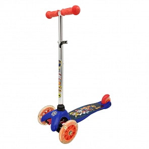 Самокат 3х колесный - Щенячий патруль управление наклоном, светящиеся PVC колеса (1Toy, Т15435Д)