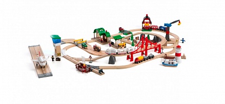 Игровой набор Супер-делюкс Город, с аэропортом, портом, фермой и автостанцией, звук и свет 