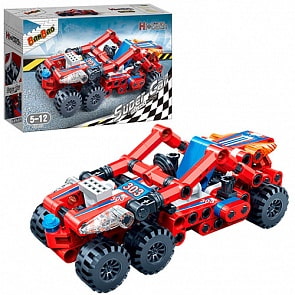 Конструктор - Гоночная машина, красная, 128 деталей (Banbao, 6963)