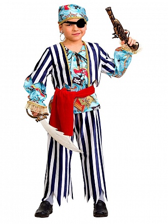 Карнавальный костюм для мальчиков – Пират сказочный, сорочка, жилет, брюки, косынка, размер 122-64 