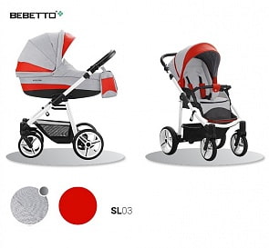 Детская коляска Bebetto Vulcano New ecco 2 в 1, шасси белая/BIA SL03 (Bebetto, WB159_SL03)