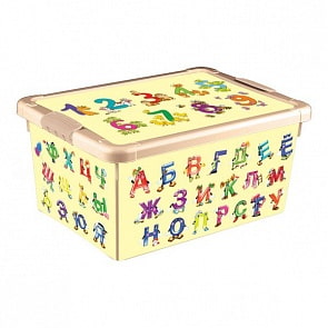 Ящик для игрушек с аппликацией - Алфавит и цифры, 8,4 л, бежевый (Бытпласт, 431301107)