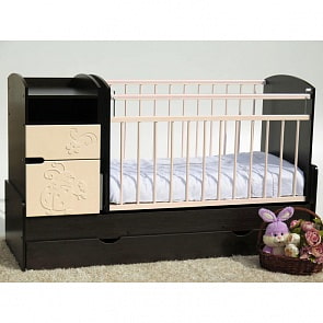 Кроватка-трансформер ОСТРОВОК УЮТА  Элис-Жужа, маятник поперечный (венге/ваниль)