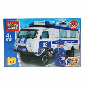 Конструктор из серии Полиция - УАЗ 452, с фигуркой, 64 детали (Город мастеров, SB-3080)