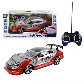 Дрифт Машина на р/у, 1:14, 31 см, 2 комплекта покрышек, красный, свет (1toy, Т13569)