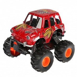 Машина металлическая Монстр Джип, 11,5 см. красный, открываются двери, рессоры, инерционный (Технопарк, W7733-144-RD)