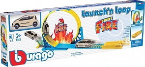 Трек с машинкой, пусковым устройством и мёртвой петлёй, масштаб машинки 1:43 (Bburago, 18-30283)