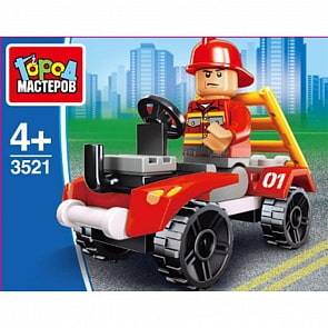 Конструктор - Пожарная служба: машина, с фигуркой, 27 деталей (Город мастеров, 3521-JS)