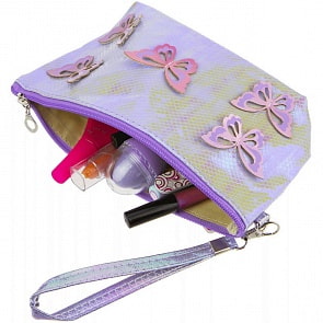 Косметичка голографическая Lukky с накладными бабочками, сиреневая (Lukky, Т17842)