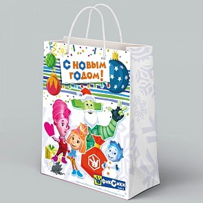 Пакет подарочный Фиксики С Новым Годом! 33 х 46 х 20 см. (Веселый Праздник, CLRBG-FIXNY-03sim)