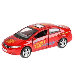 Машина металлическая Honda Civic Спорт, 12 см, открываются двери, инерционная (Технопарк, CIVIC-S) - миниатюра