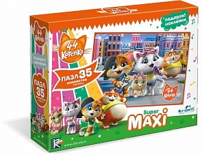 Пазл-макси 44 Котенка. Музыкальная группа, 35 деталей, наклейки (Origami, 04984)