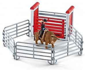 Игровой набор - Родео с ковбоем, быком, аксессуарами (Schleich, 41419k)