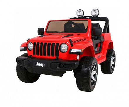 Электромобиль Джип Jeep Rubicon, красный, свет и звук 