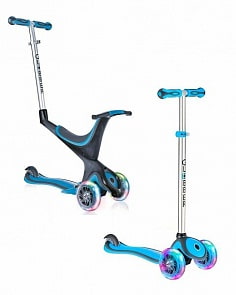 Самокат-каталка Globber Evo 5 In 1 Lights, светящиеся колеса, голубой (Globber, 457-101)