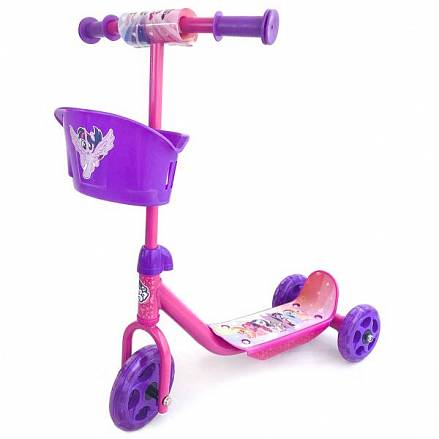 Самокат 3-х колесный Hasbro - My Little Pony, розовый с корзинкой 