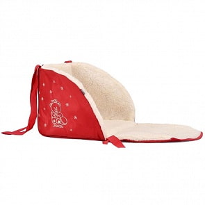 Матрасик открытый для санок 030132 из овечьей шерсти, ткань Oxford 630D открытый на завязках, цвет – красный (RT, 3124RT)