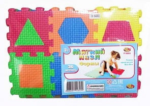 Коврик-пазл из серии Мягкие пазлы - Изучаем формы, 74 детали (Abtoys, PT-01340)