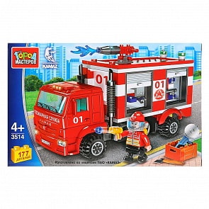Конструктор Камаз - Пожарный Камаз, 177 деталей (Город мастеров, 3514-KK)