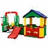 Мульти-Хаус Детский игровой комплекс для дома и улицы: детская горка, баскетбольное кольцо с мячом, подвесные качели  - миниатюра №1