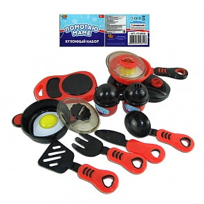 Набор посуды для кухни с продуктами, в наборе 14 предметов (Abtoys, pt-00330)