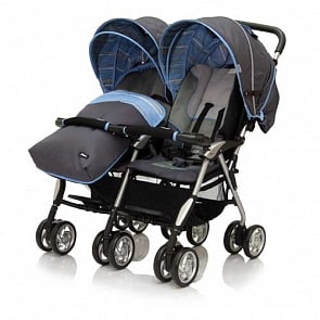 Коляска для двойни Elegant Twin, трость, Dark gray/blue (Jetem, TS-5_Dark_Gray/Blue)