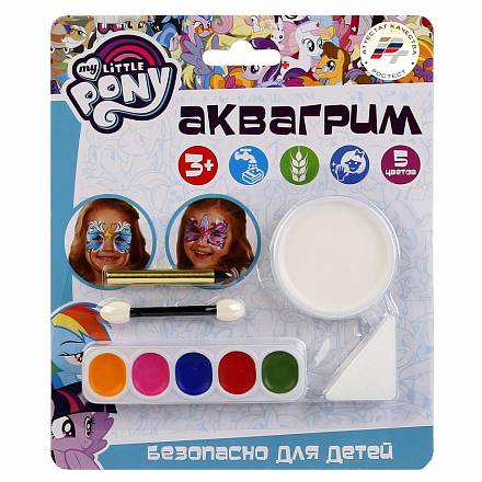 Аквагрим из серии My Little Pony 6 цветных красок, спонж, аппликатор и карандаш 